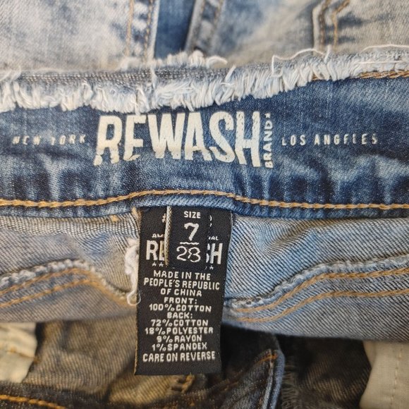 VINTAGE REUNION Rewash Womens7/28 High Rise Distressed Cut Off Denim Jean Shorts - Picture 3 of 6